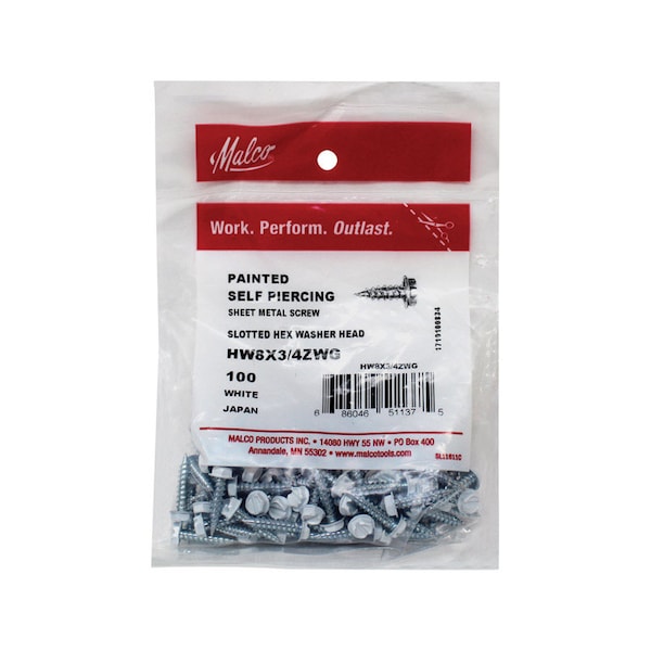 Sheet Metal Screw, 3/4 in, Steel Slotted Drive